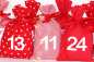 Preview: 24 Adventskalender Säckchen rot weiß